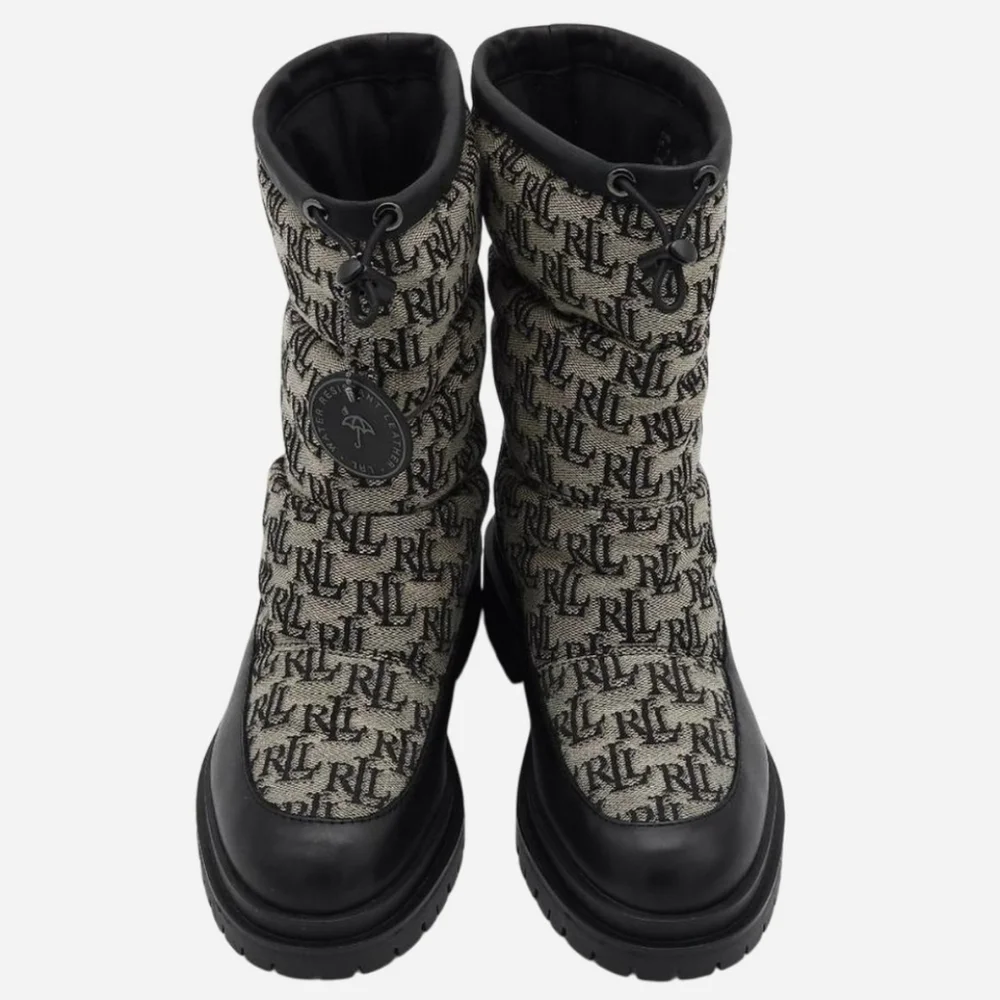 LAUREN RALPH LAUREN‎ Size 7 Monogram Black and Gray Winter Boots